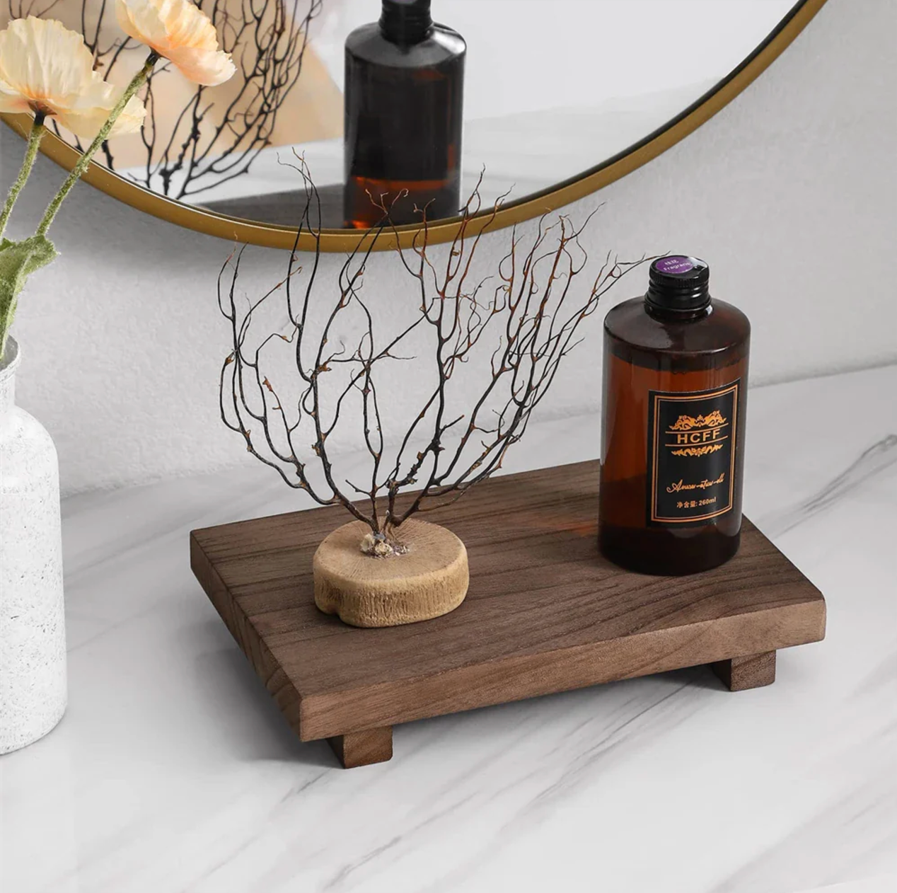 Natural Wood Elevated Display Stand for Jewelry & More