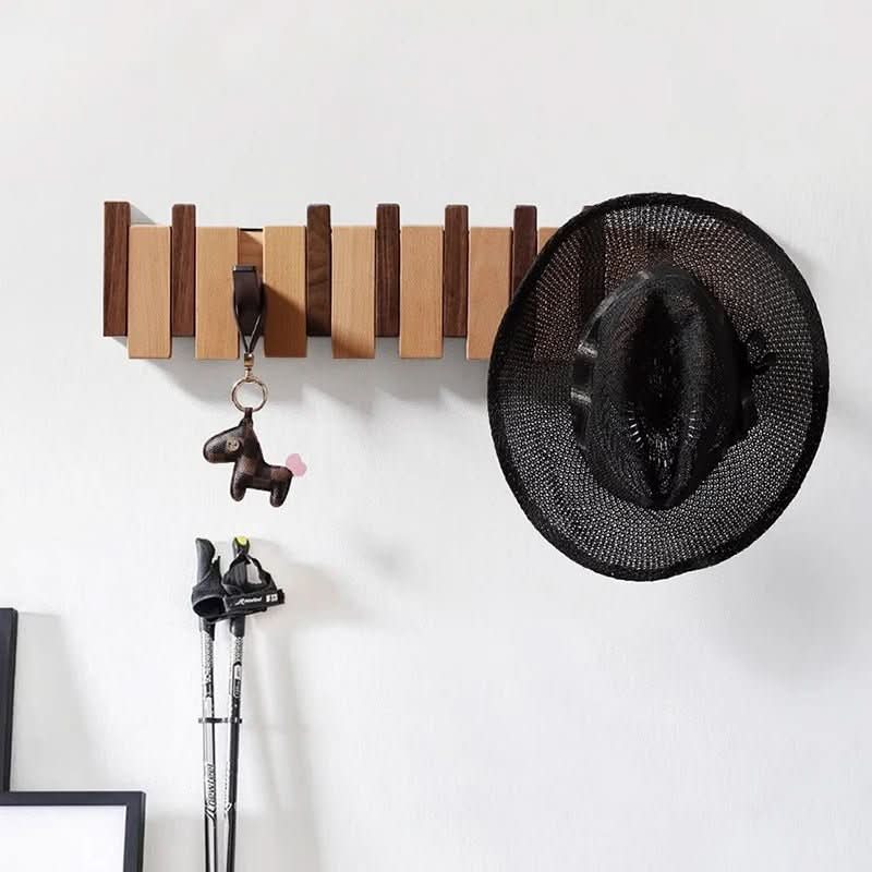 Elegant Wall-Mounted Coat Organizer with Folding Hooks