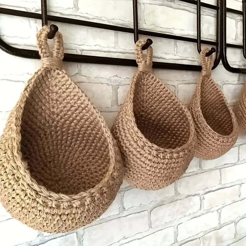 Set of Handmade Hanging Baskets for Storage