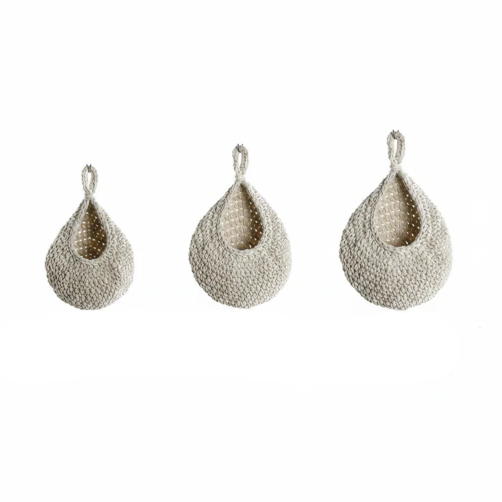 Set of Handmade Hanging Baskets for Storage