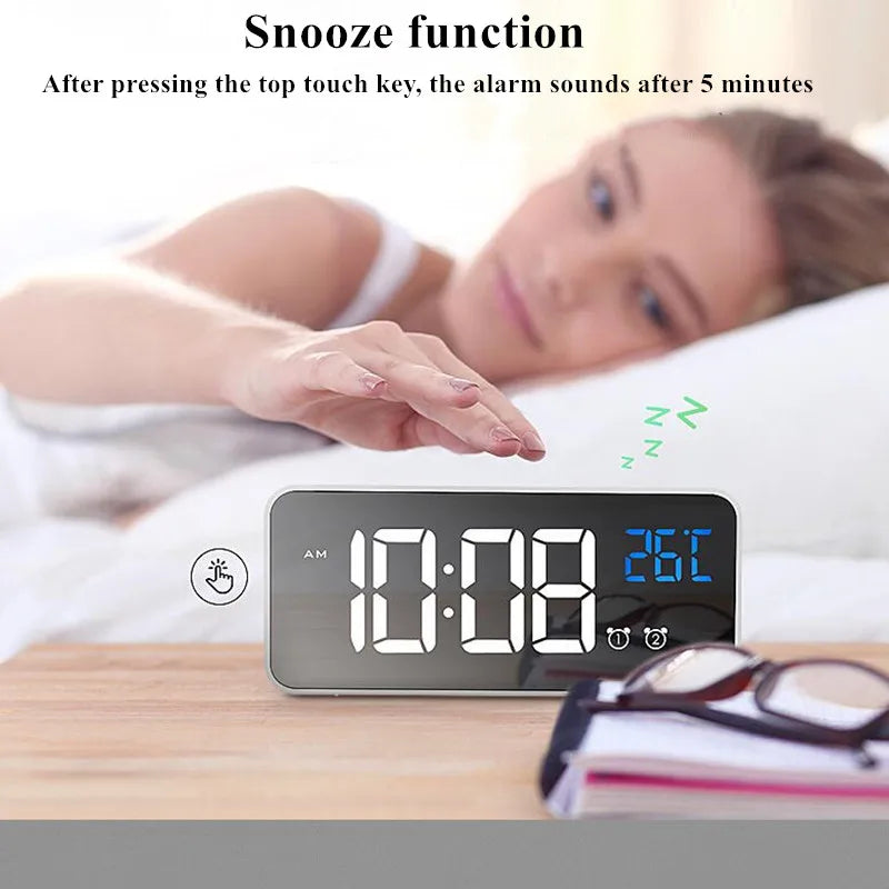 SyncWave Smart Alarm Clock with Music & Climate Display