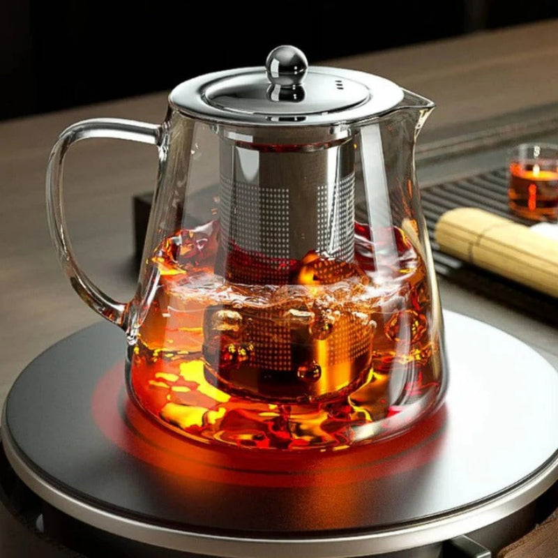 Elegant Glass Teapot with Stainless Steel Infuser, 45.6 oz