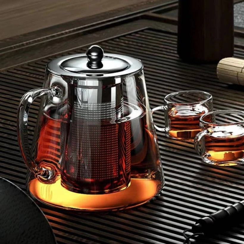 Elegant Glass Teapot with Stainless Steel Infuser, 45.6 oz