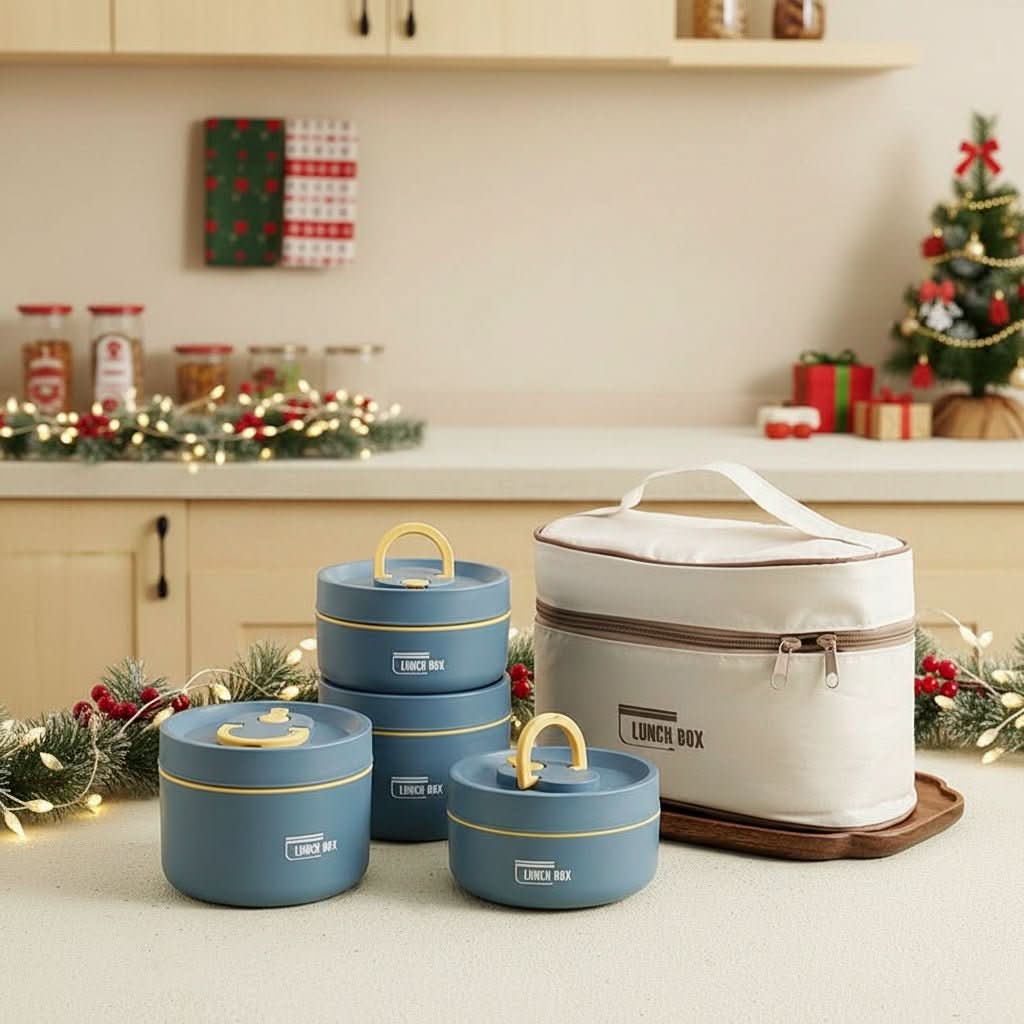 Insulated Lunch Container with Double-Wall Construction for Hot Food