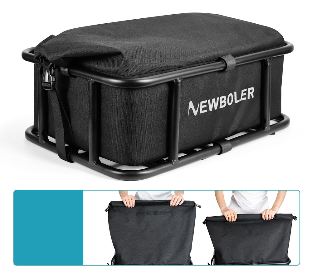 Robust Rear Bicycle Cargo Basket with Adjustable Rack