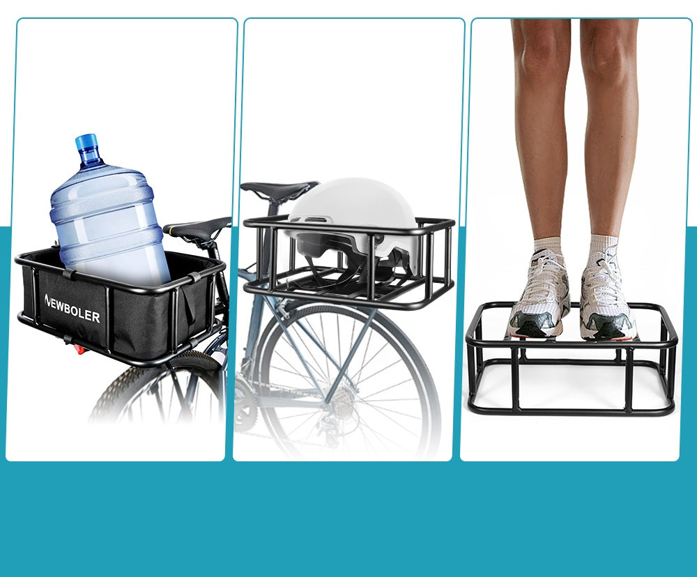 Robust Rear Bicycle Cargo Basket with Adjustable Rack