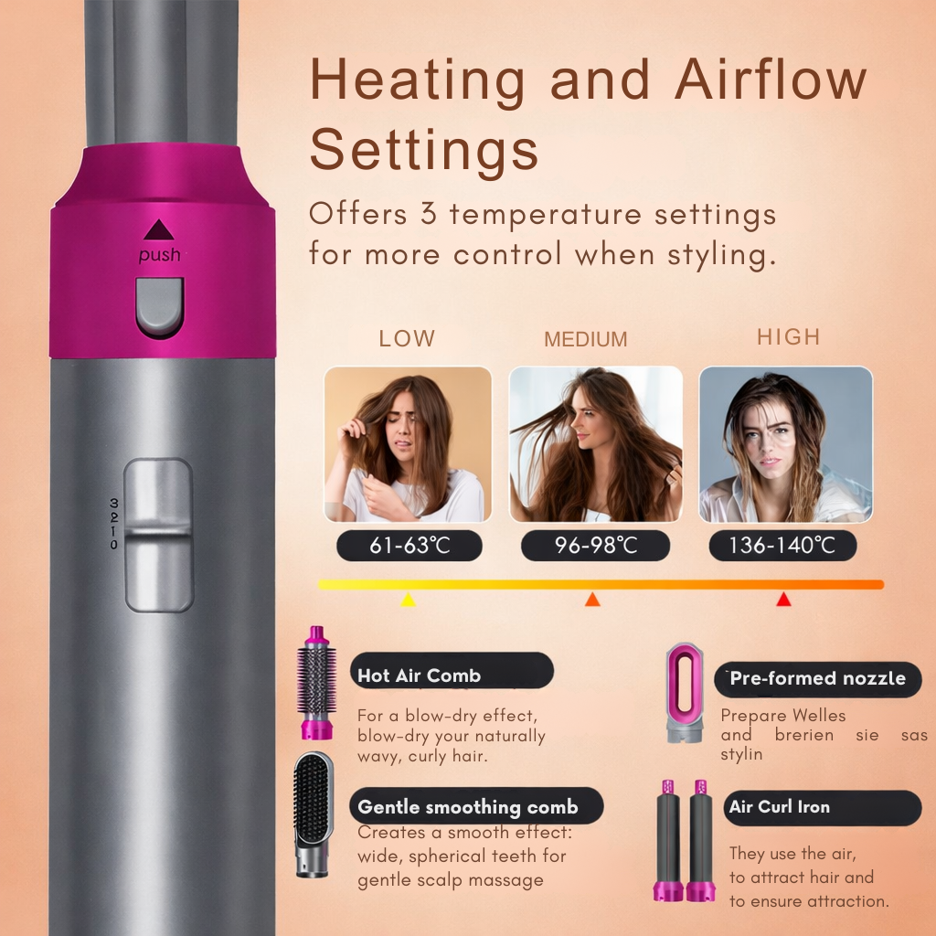 Hot Air Brush | Multi-Styling Attachments | Ionic Anti-Frizz Technology
