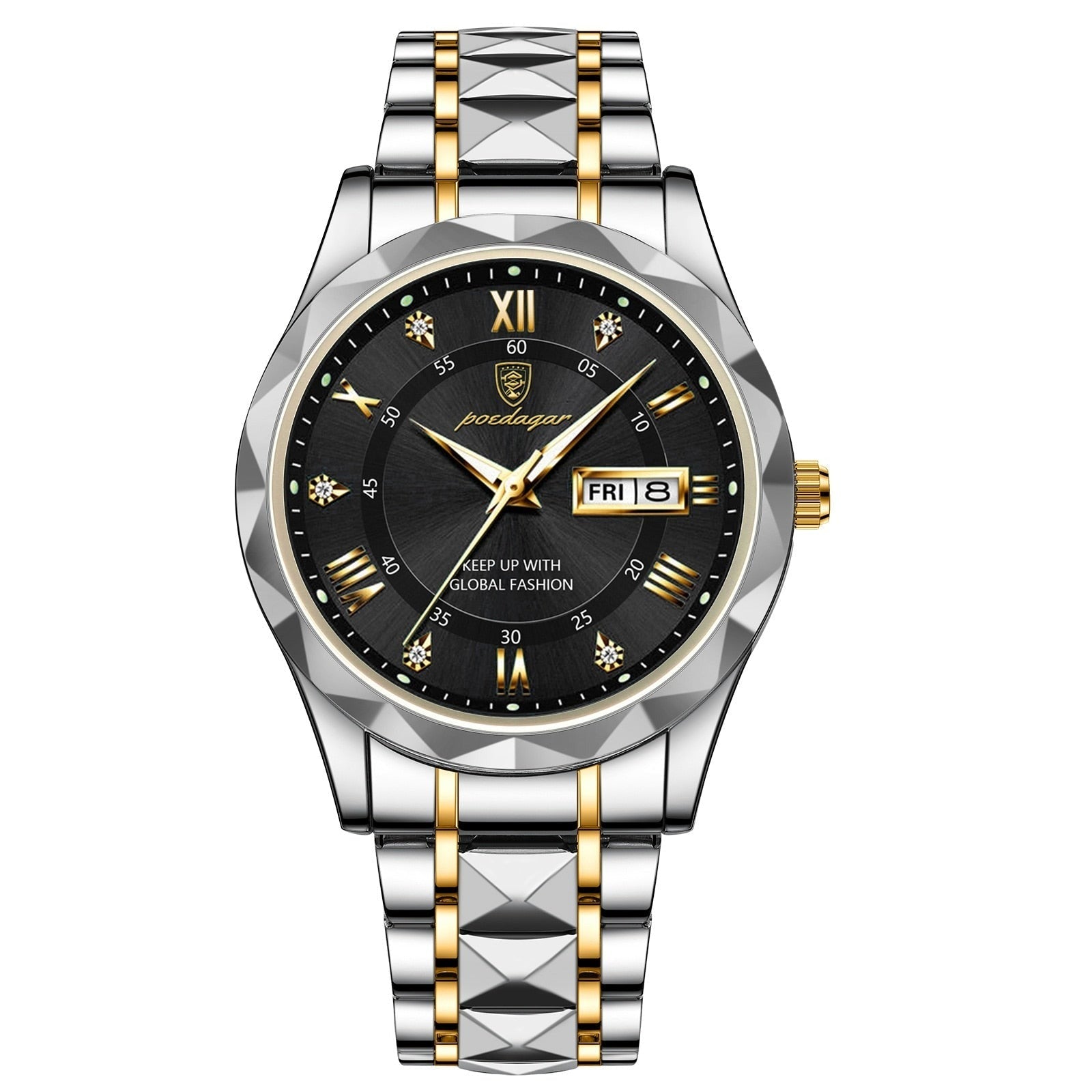 Men's Stainless Steel Watch with Quartz Movement | Luminous Hands | Date Display