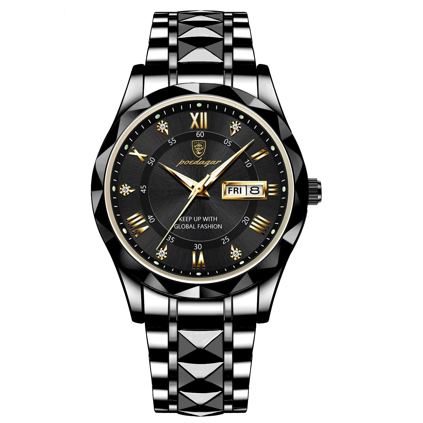 Men's Stainless Steel Watch with Quartz Movement | Luminous Hands | Date Display