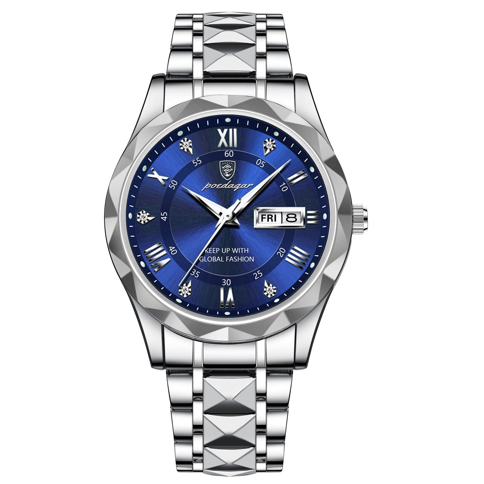 Men's Stainless Steel Watch with Quartz Movement | Luminous Hands | Date Display