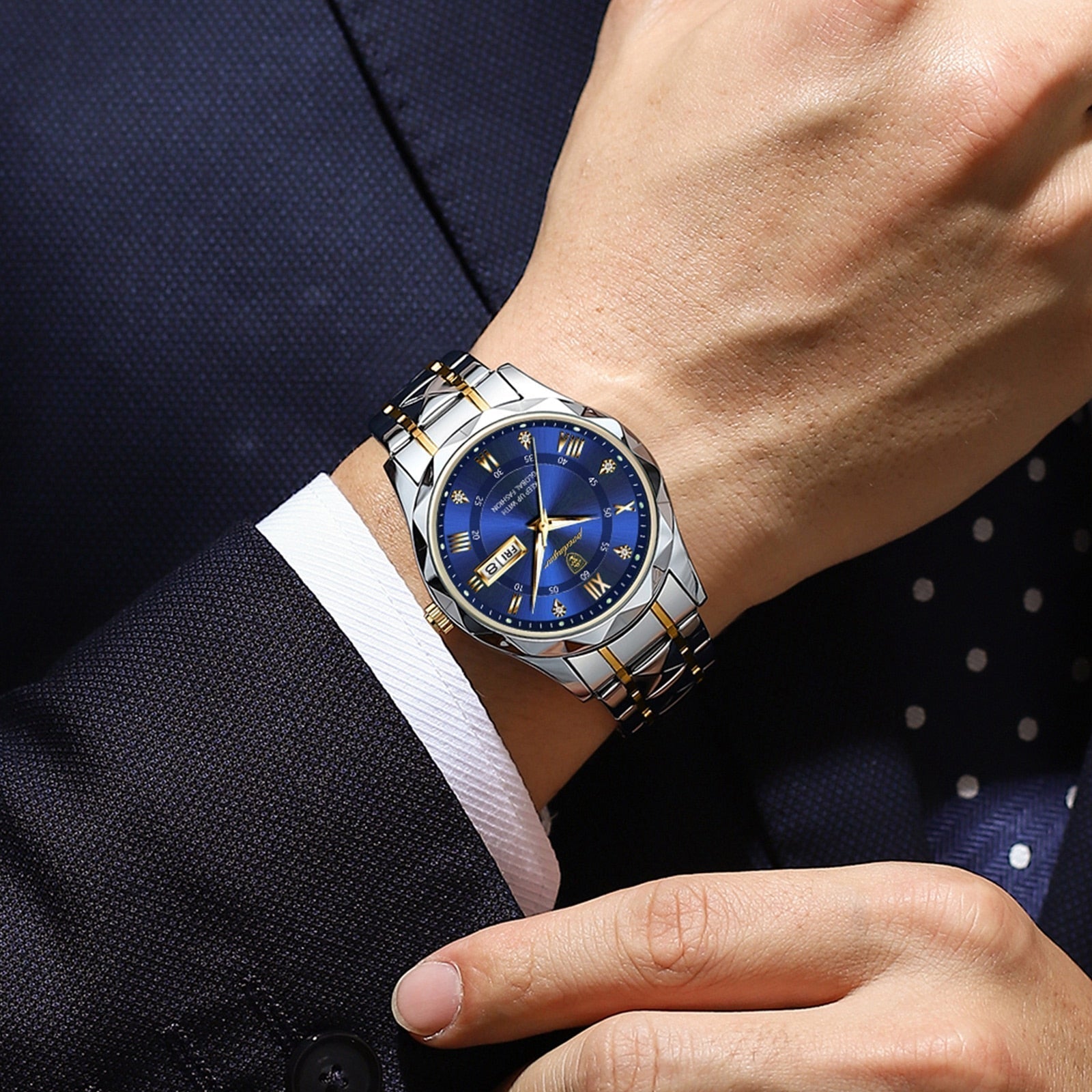 Men's Stainless Steel Watch with Quartz Movement | Luminous Hands | Date Display