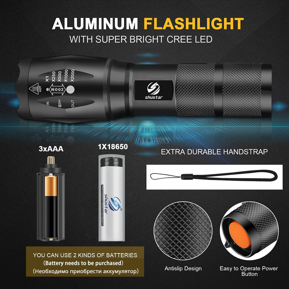 Ultra-Bright Rechargeable LED Torch with Waterproof Protection