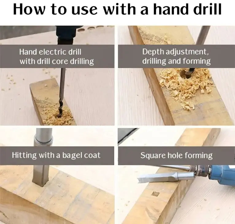 Wood Drill Bit Set for Square Dowel - CNC Milling with Chip Removal