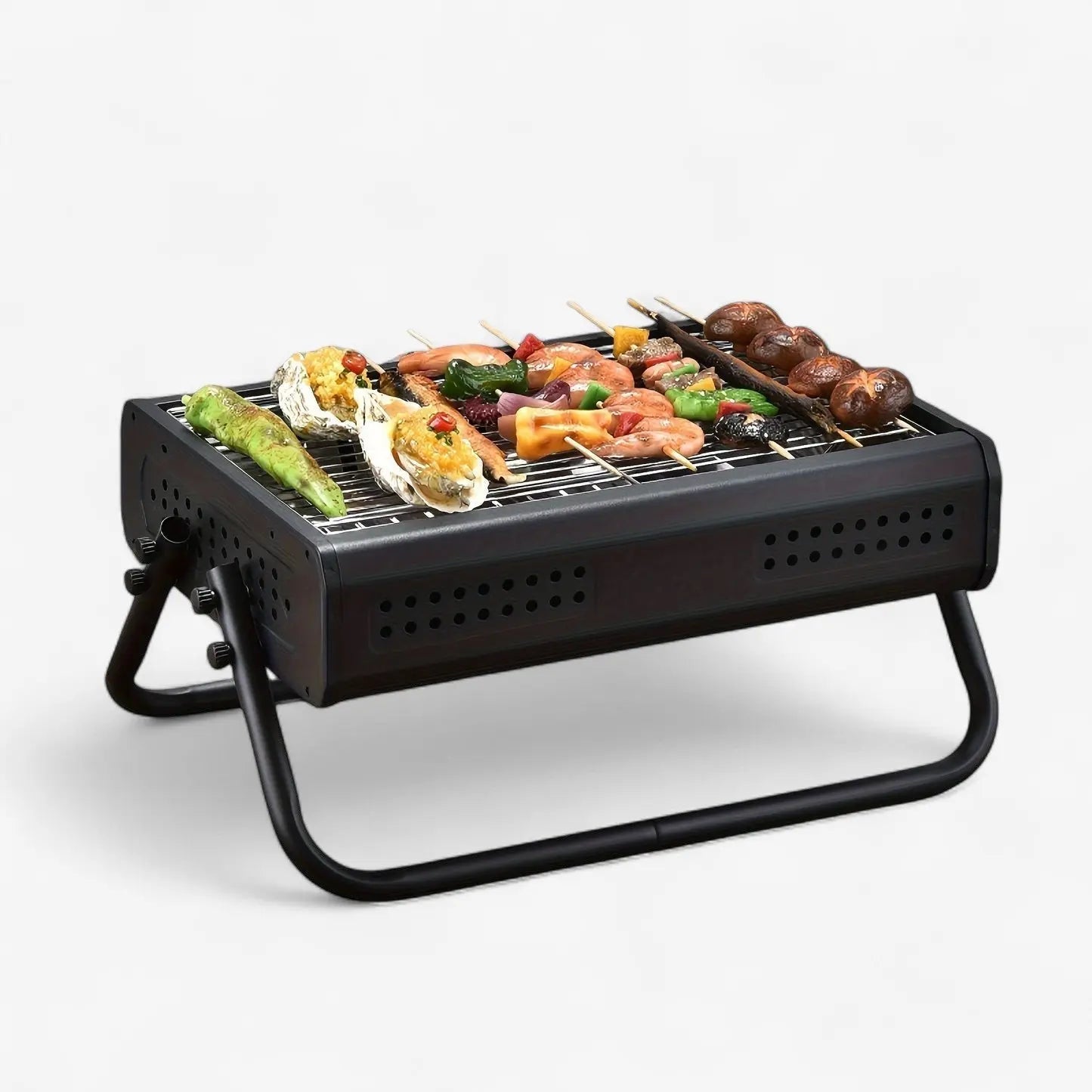 Portable Charcoal Grill with Folding Handles