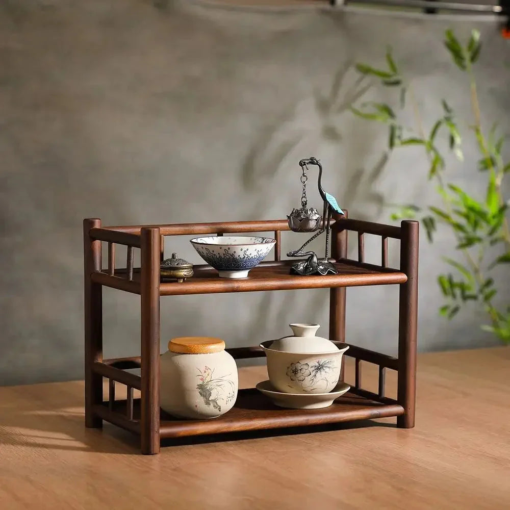 Wooden Shelf for Tea and Tableware | Solid Wood Design | Ready to Use