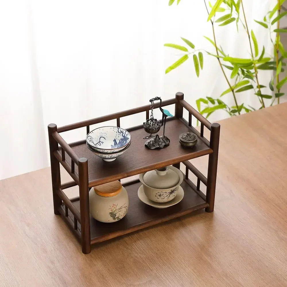Wooden Shelf for Tea and Tableware | Solid Wood Design | Ready to Use