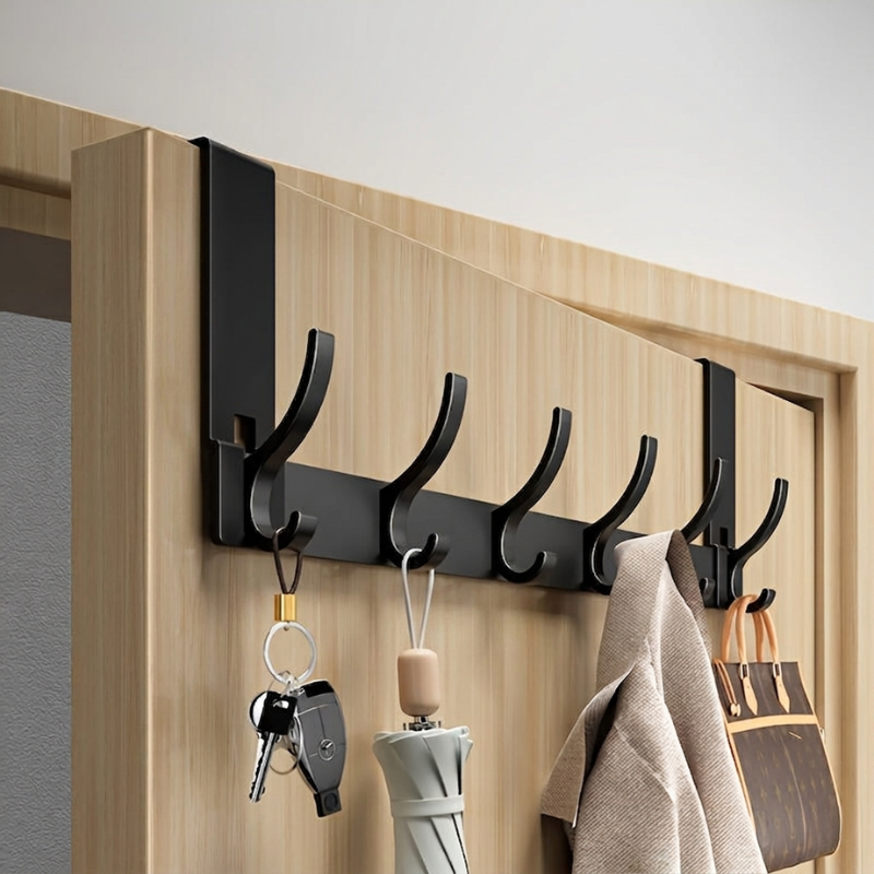 Space-Saving Over-Door Hook Organizer for Coats and More