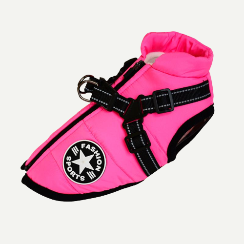 Dog Jacket | Water- & Wind-Resistant | Built-in Harness
