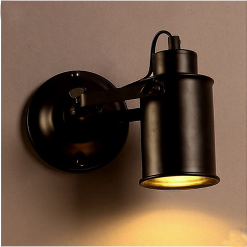 Versatile Black Iron Wall Lamp with Adjustable Arm