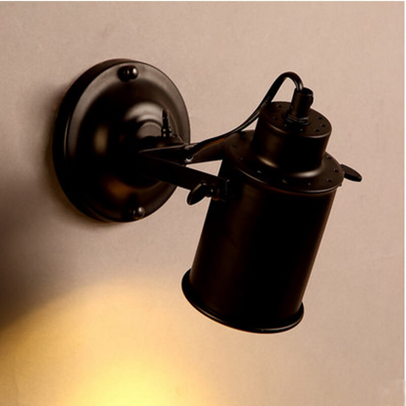 Versatile Black Iron Wall Lamp with Adjustable Arm
