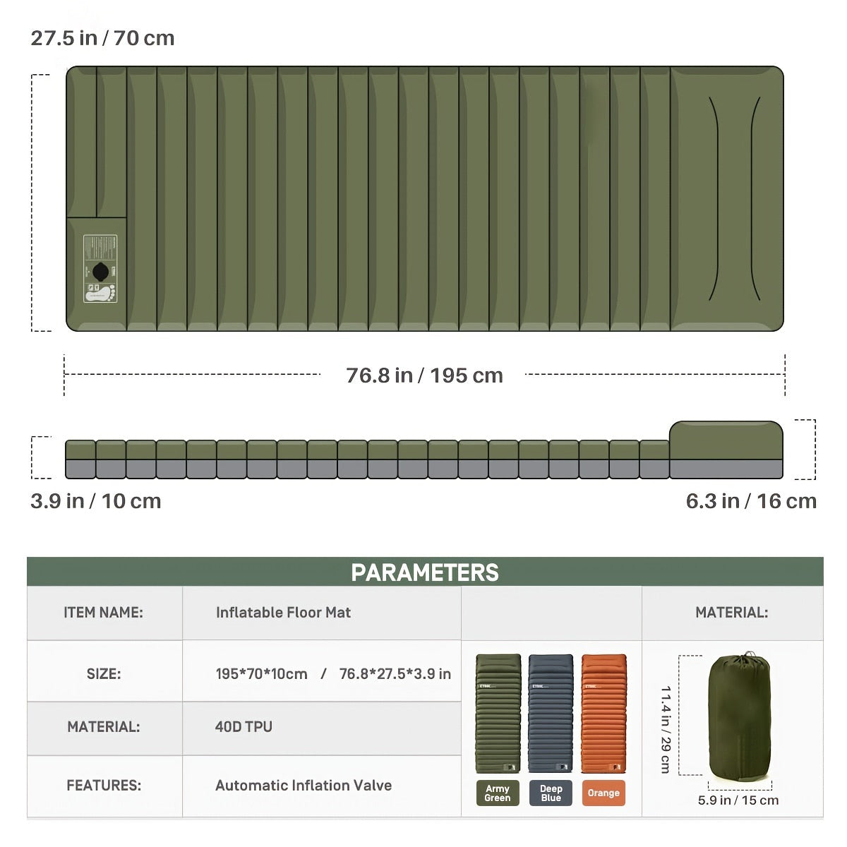 Compact Inflatable Sleep Pad with Integrated Foot Pump