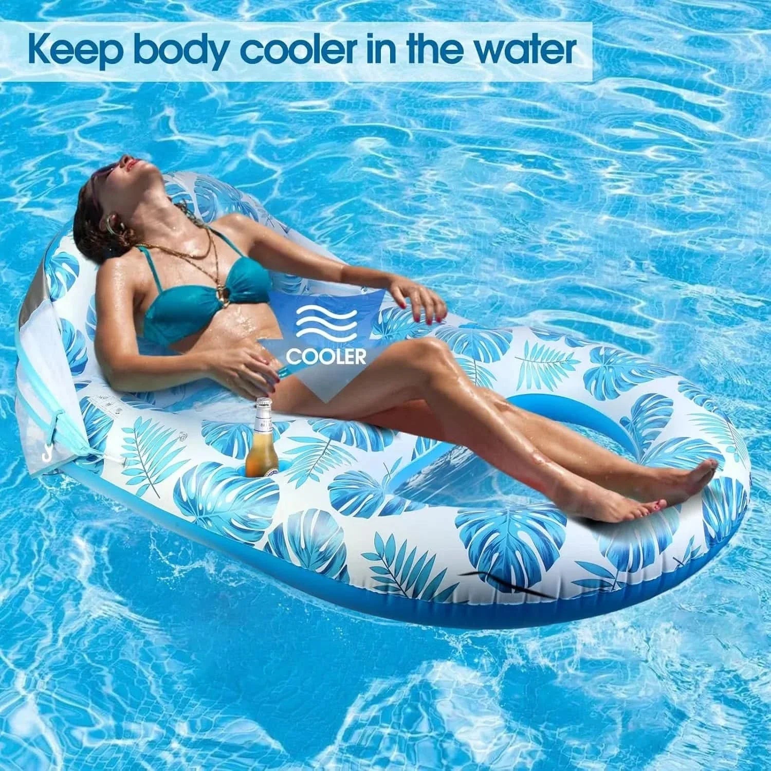Inflatable Pool Float with Relaxing Shade Canopy Design