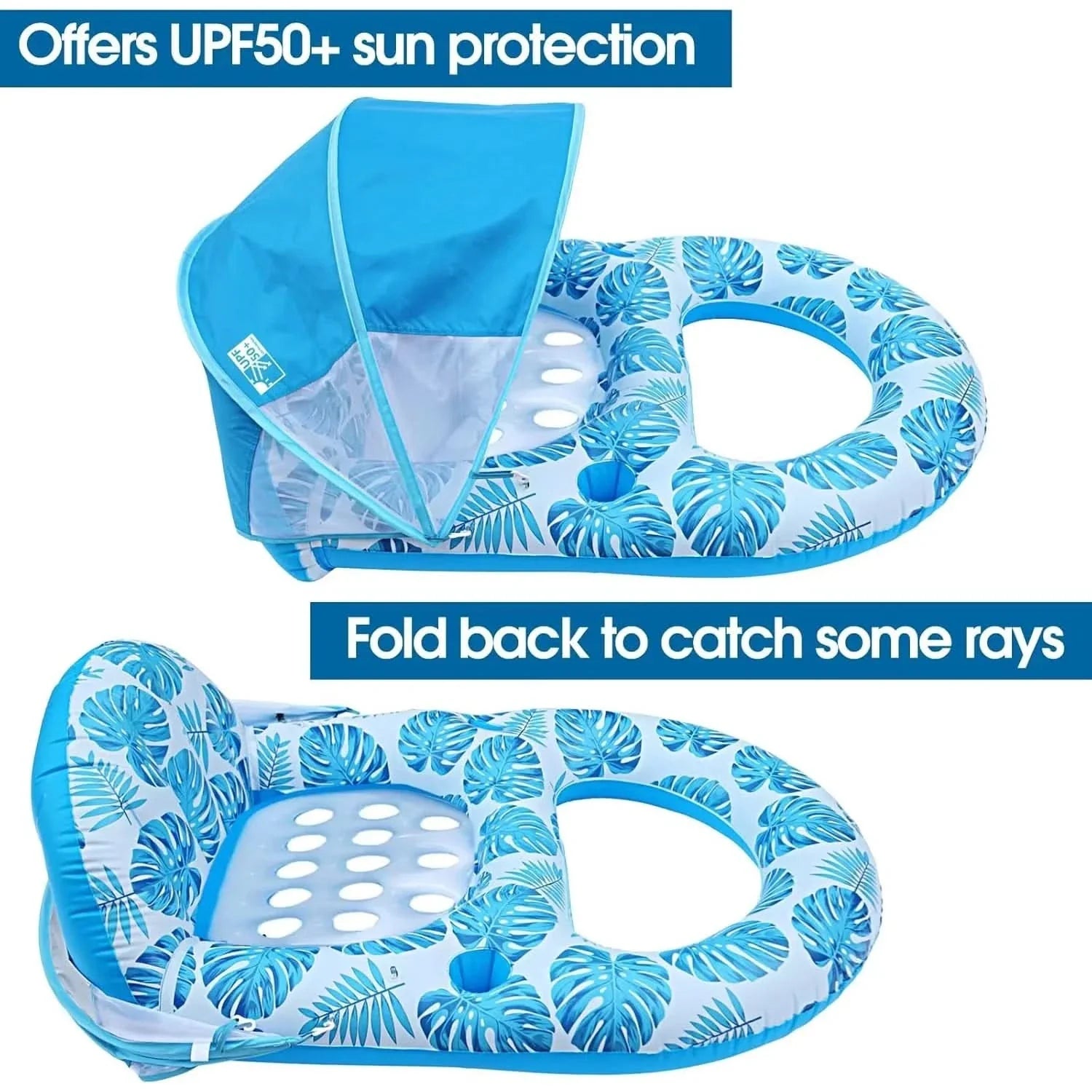Inflatable Pool Float with Relaxing Shade Canopy Design