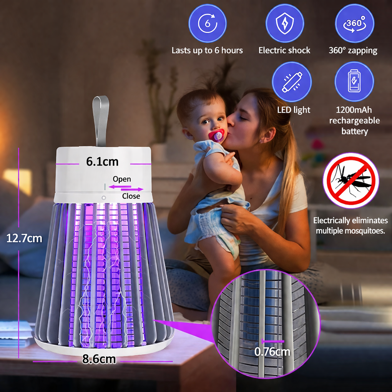 Insect Control Lamp | Quiet Bug Protection | USB Rechargeable
