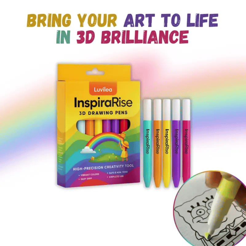 InspiraRise™ 3D Drawing Pens — Bring Your Imagination to Life with Vibrant, Touchable Art That Pops Off the Page