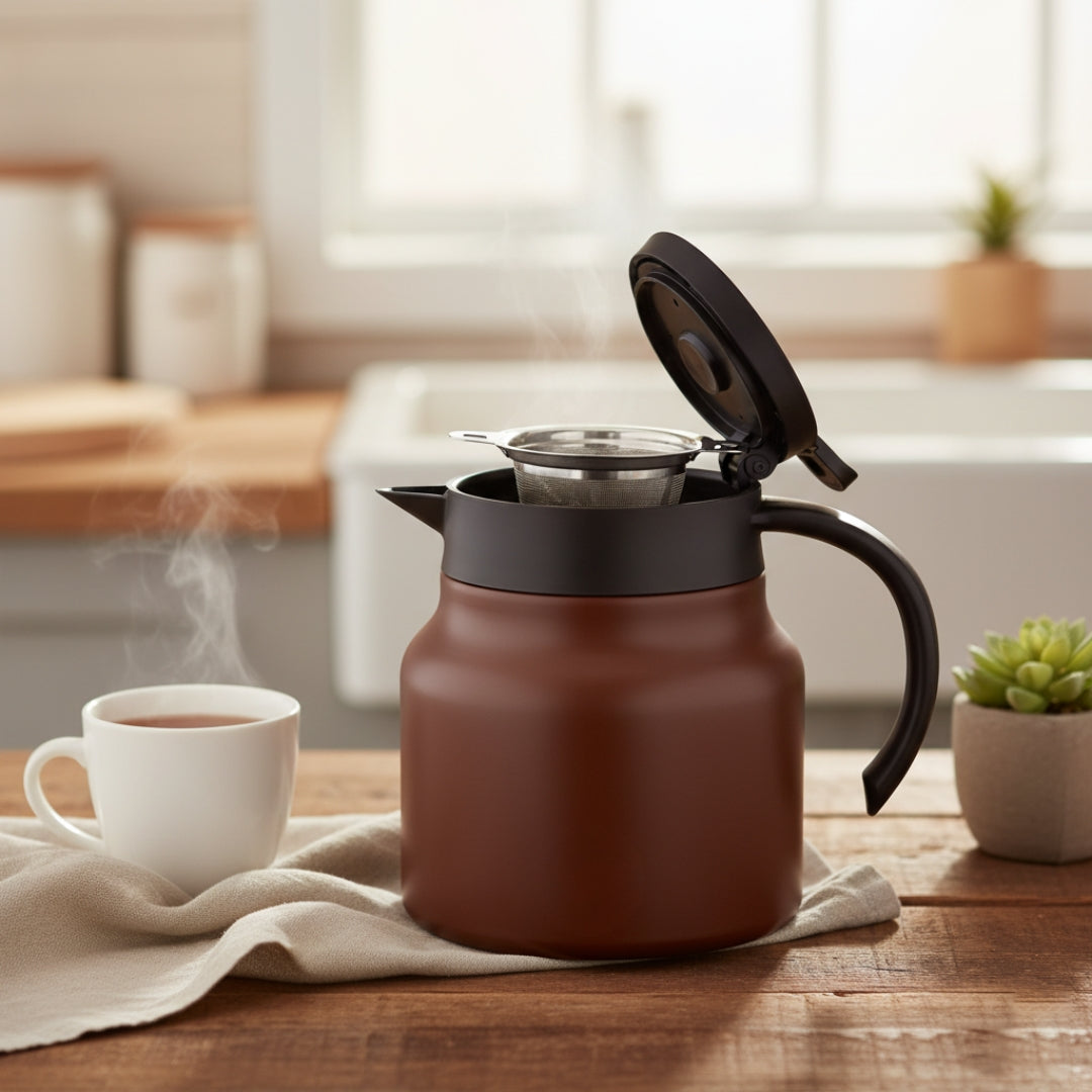Elegant Insulated Teapot with Built-In Infuser for All Beverages