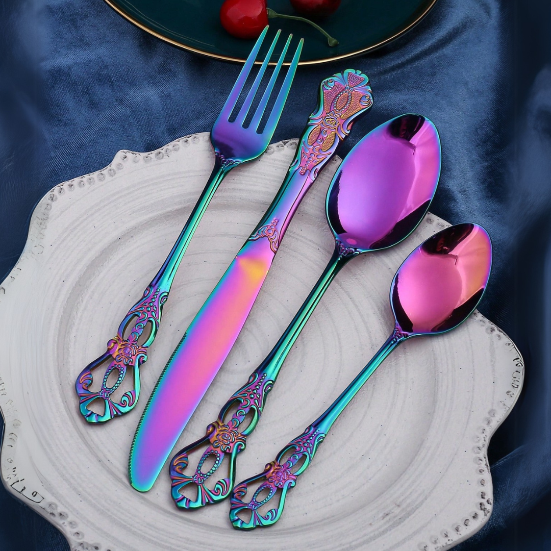 Vibrant Stainless Steel Cutlery Collection – Elegant Dining Sets