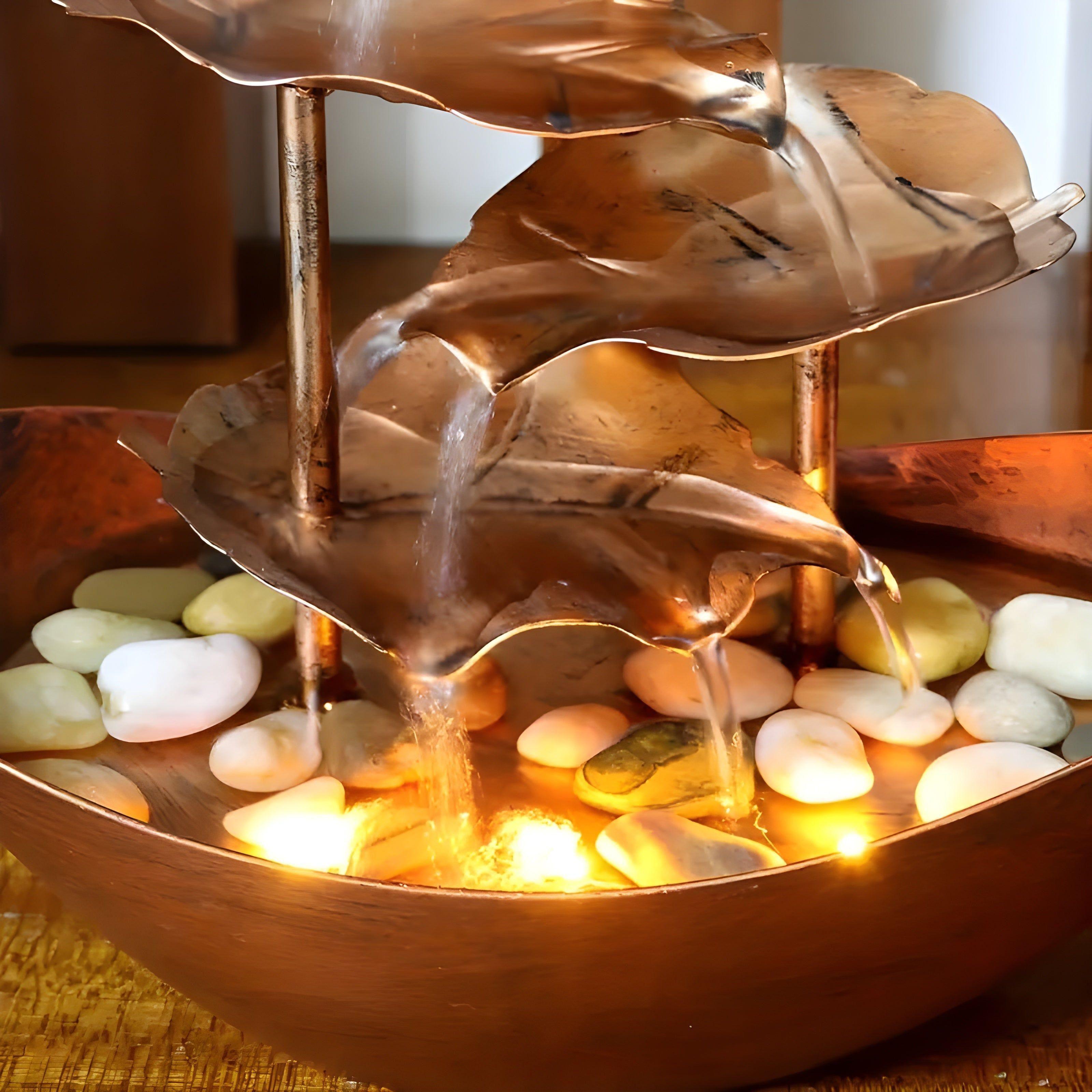 SereneFlow Vintage LED Tabletop Water Fountain for Home & Office
