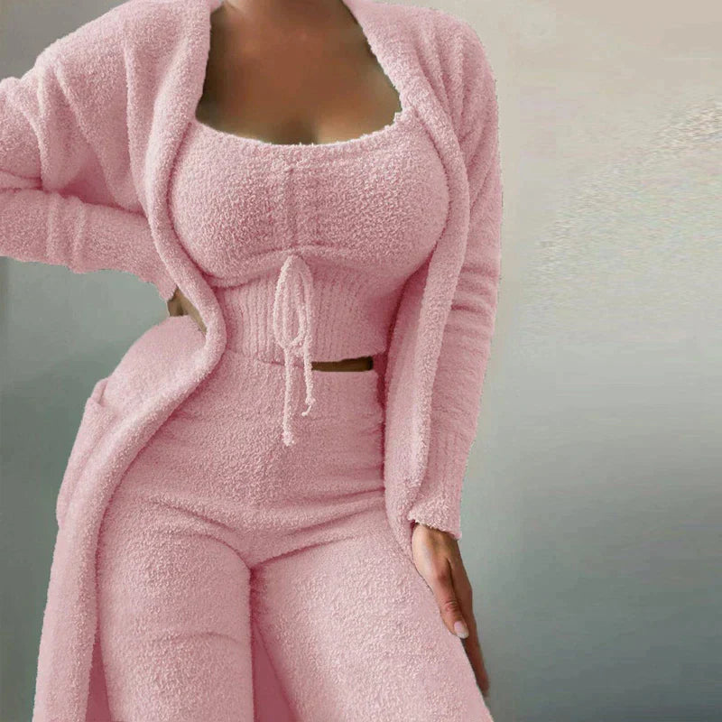 Fleece Loungewear Set in Jasmine Color
