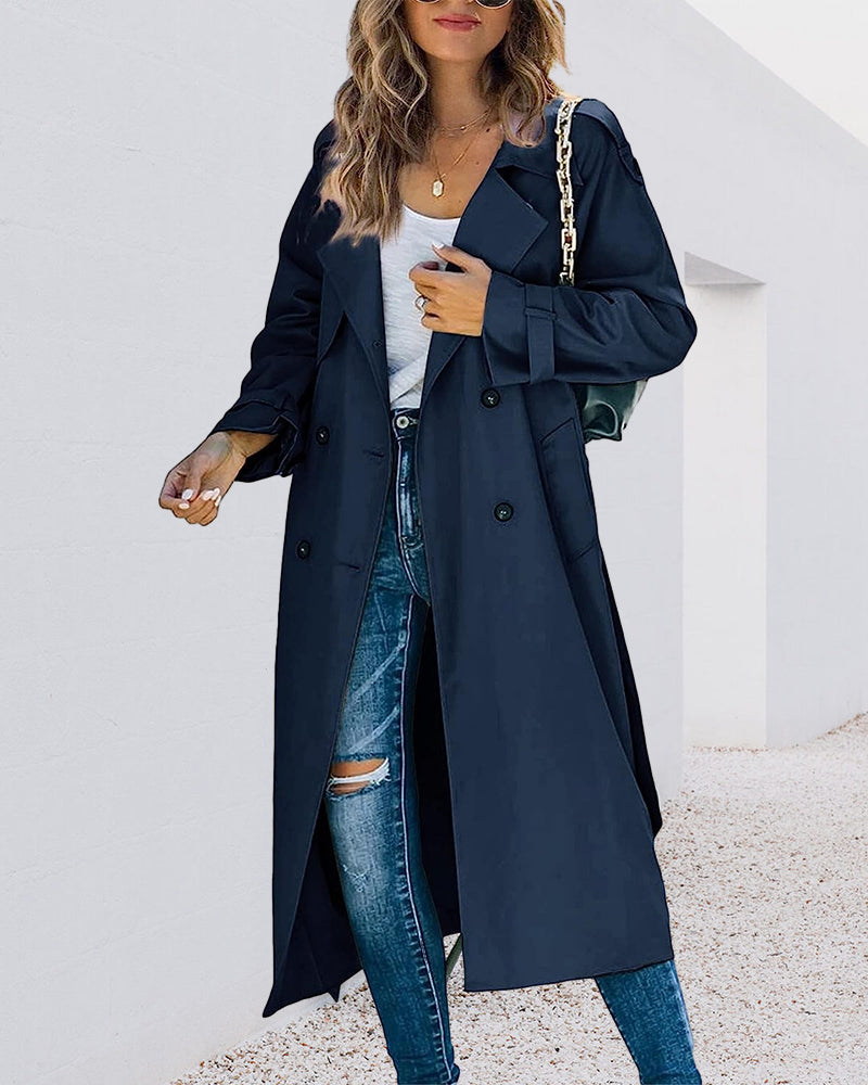 Elegant Solid Color Trench Coat