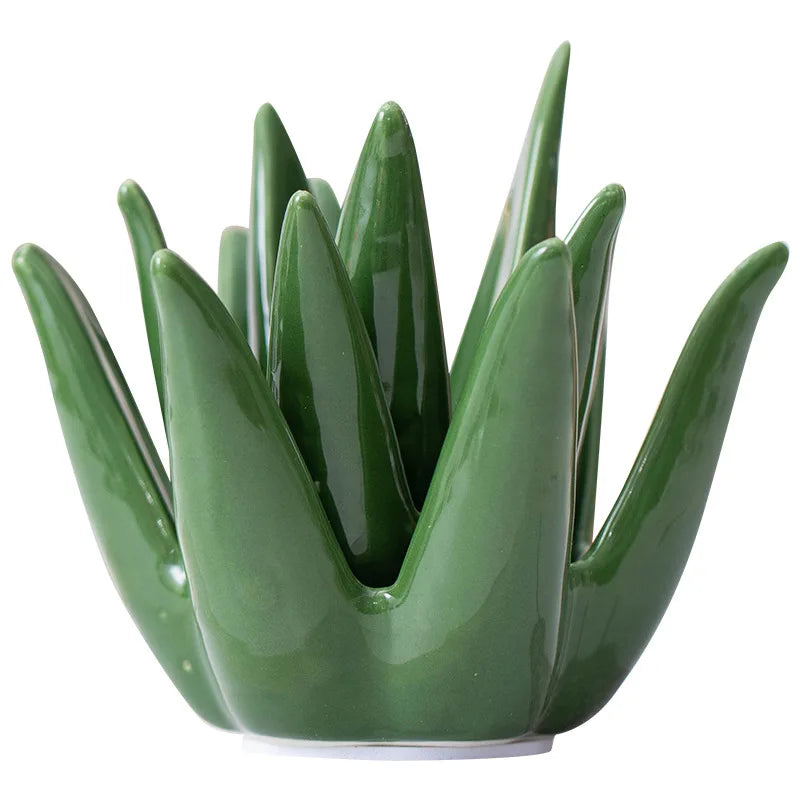 Elegant Green Ceramic Jewelry Organizer with Ring Holders