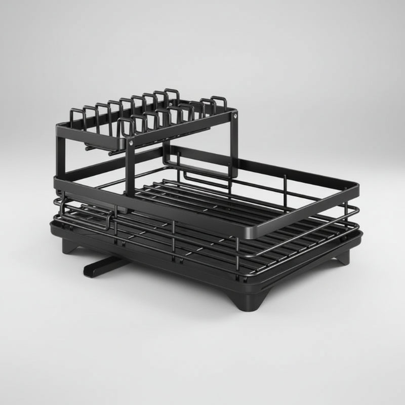 Space-Saving Stainless Steel Dish Drying Rack for Modern Kitchens
