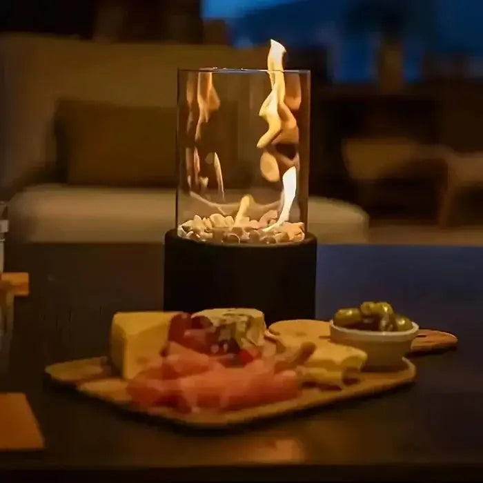 Tabletop Fire Lantern with Visible Flame - Fireplace Accessory