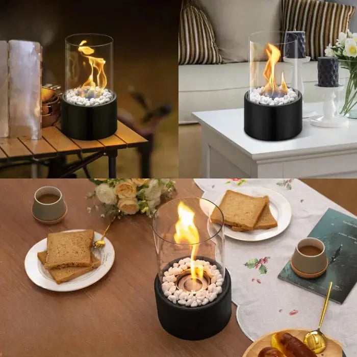 Tabletop Fire Lantern with Visible Flame - Fireplace Accessory