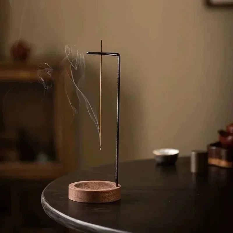 TranquilEssence - Artisan Walnut Incense Stand for Mindful Spaces