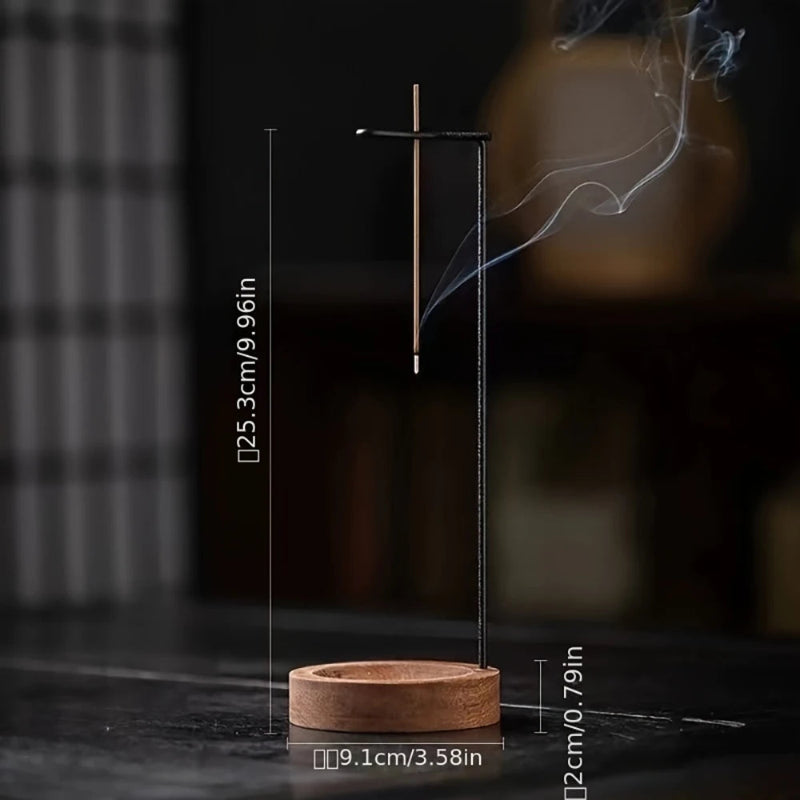 TranquilEssence - Artisan Walnut Incense Stand for Mindful Spaces