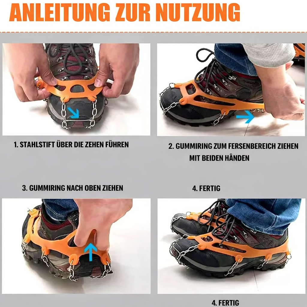 Non-Slip Snow Chains for Ice Skates with Winter Grip Handle