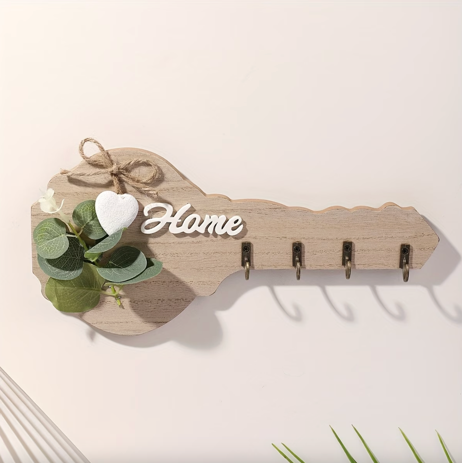 Chic Wall-Mounted Key Organizer with Rustic Hooks