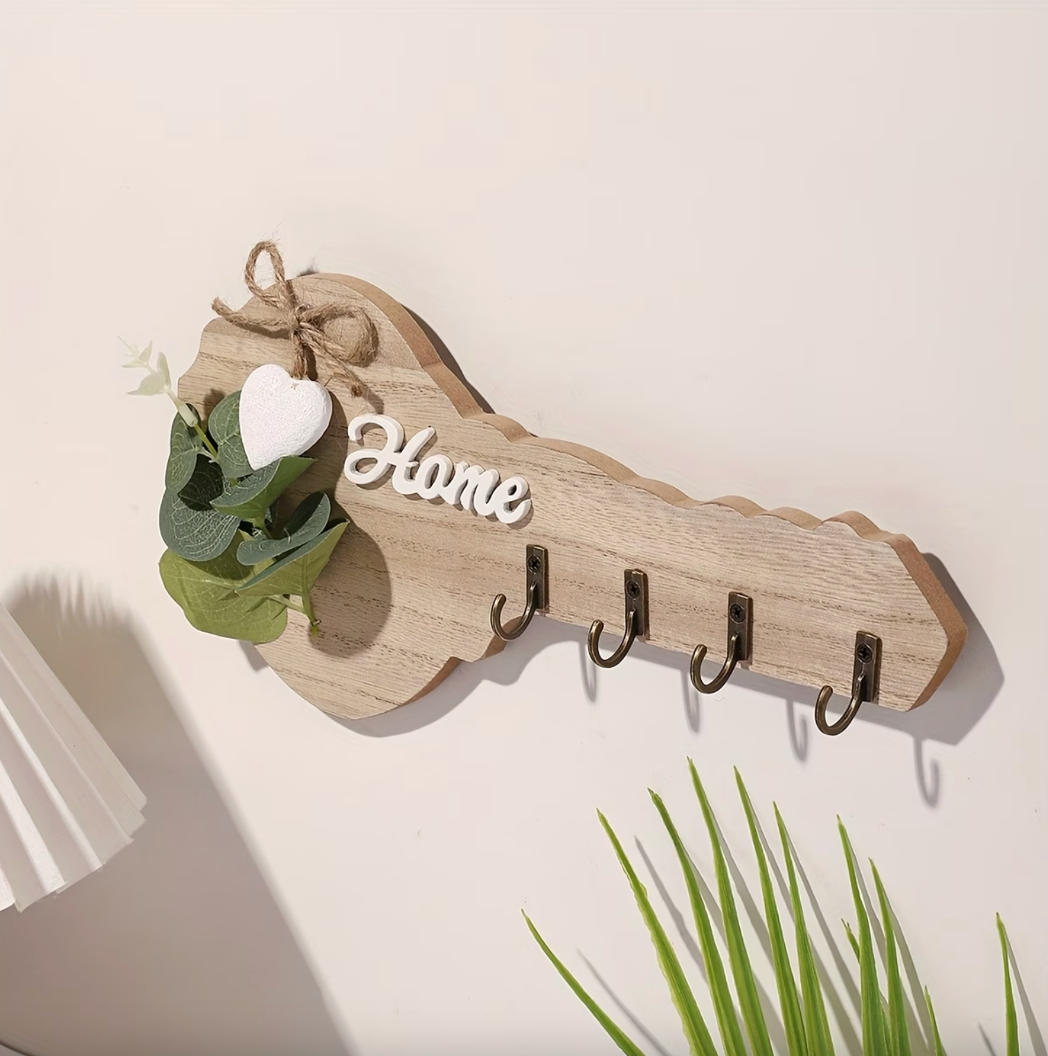 Chic Wall-Mounted Key Organizer with Rustic Hooks