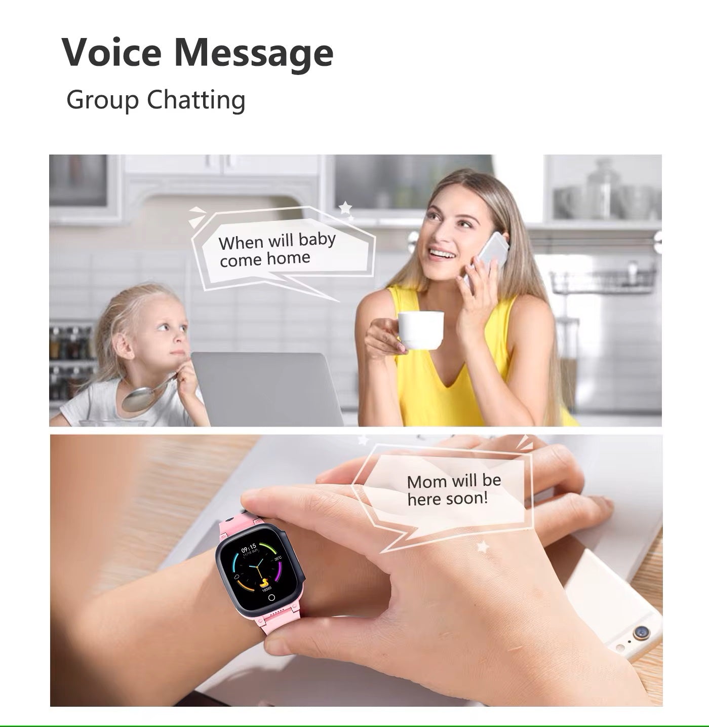 Kids' 4G GPS Smartwatch with Video Calls, SOS Function, and Contacts