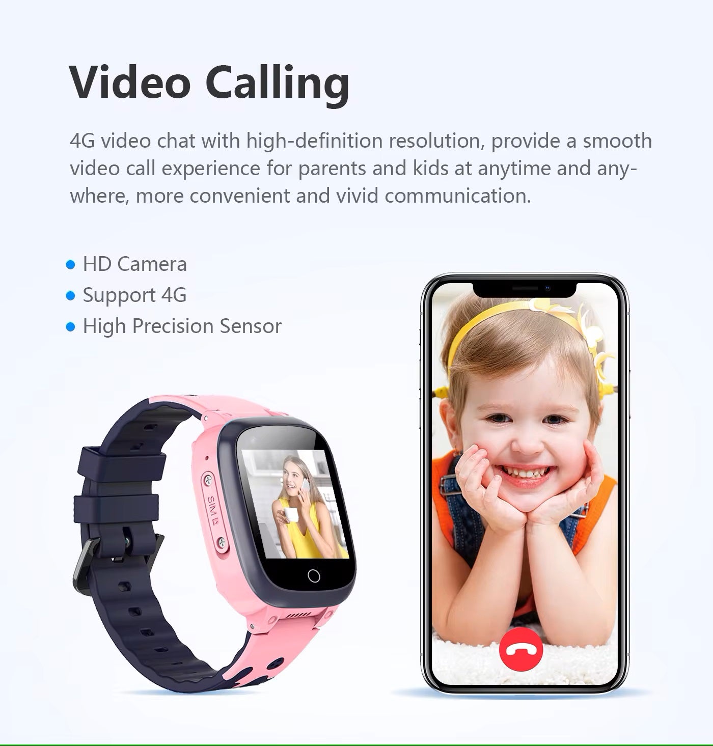 Kids' 4G GPS Smartwatch with Video Calls, SOS Function, and Contacts