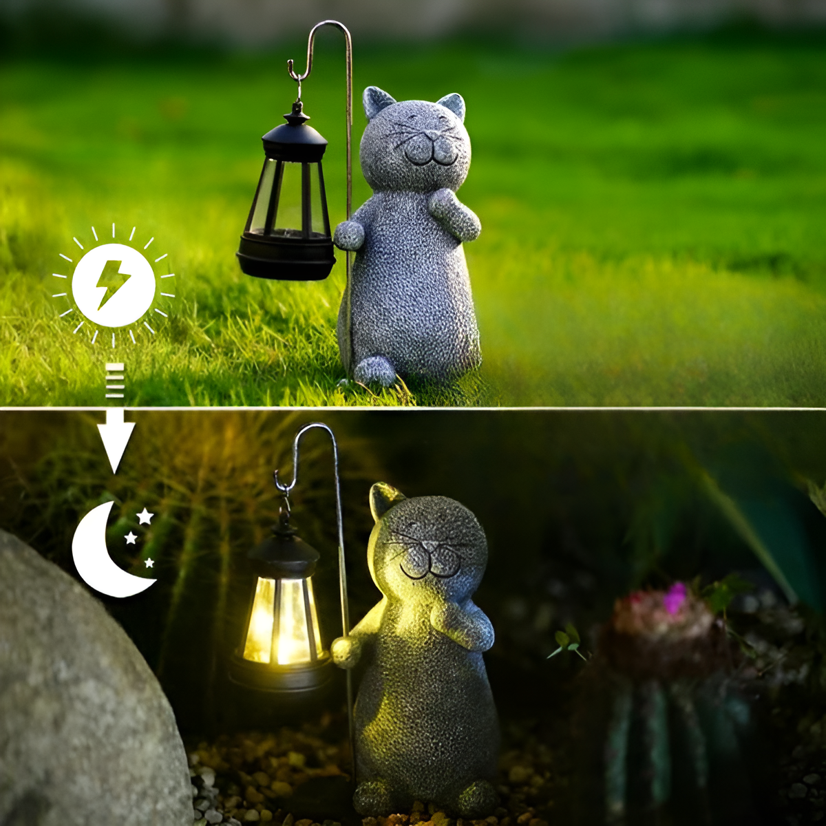 Solar Purrfection - Enchanting Cat Sculpture for Your Garden