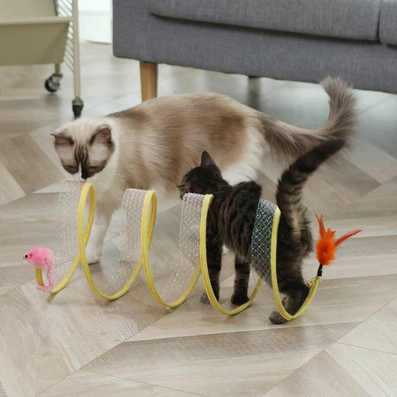 Collapsible Cat Tunnel with Integrated Toy for Cats