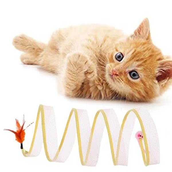 Collapsible Cat Tunnel with Integrated Toy for Cats