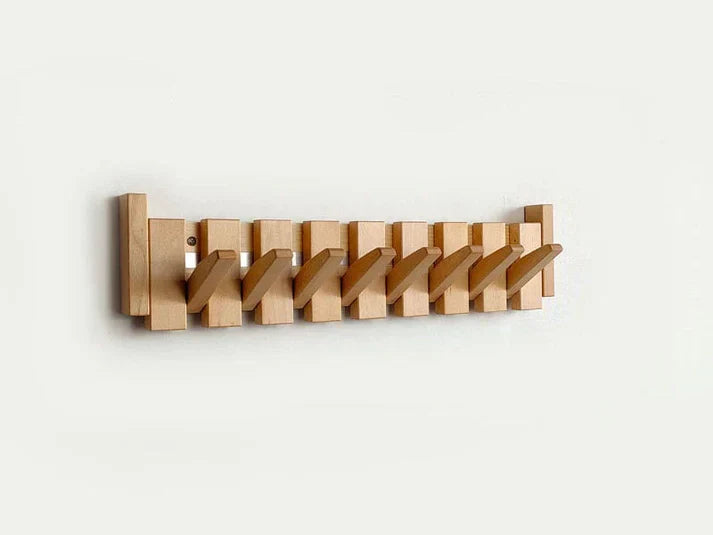 Wooden Piano Coat Rack | Solid Walnut & Maple | 8 Hooks Wall Mounted