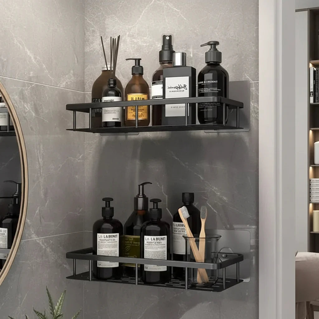 Self-Adhesive Bathroom Shelf | No Drilling & Stainless Steel